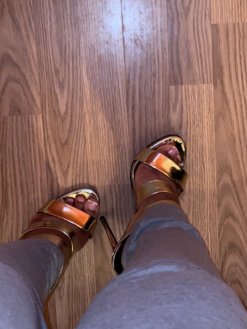 Women’s High Heel Strappy Sandals in Metallic Copper